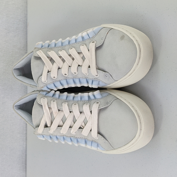Tory Burch Sport Ruffle Leather Sneakers Shoes Women's Size 6.5 M Light Blue - Picture 4 of 11